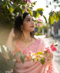 AAKARSHA Fabulous   Heavy Organza Silk  Embroidered  Work  Pink Sarees With Separate  Blouse Piece -  Free Size,  Pink, Organza, Pack of 1